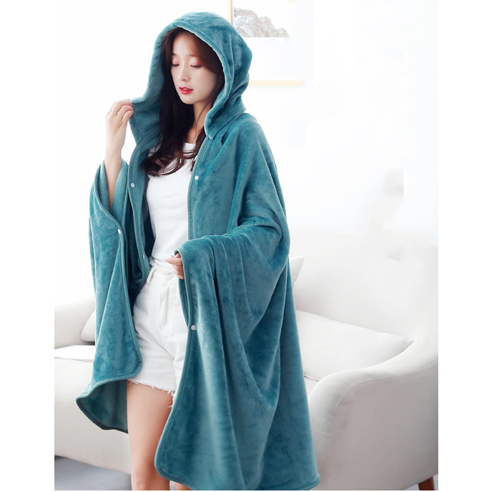 Amazon｜SCTX 着る毛布 ポンチョ ひざ掛け フード付き毛布 着る